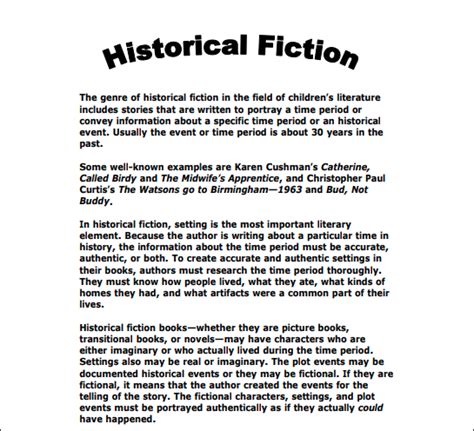 Historical Fiction Examples | World of Example