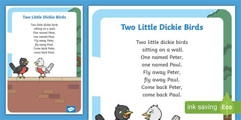 2 Little Dickie Birds Song | Nursery Rhyme | Twinkl EYFS