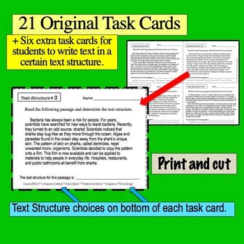 Text Structure Task Cards for the Middle and High School Student by Kim ...