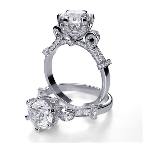 1.5ct. Round cut Natural Diamond Edwardian Vintage Pave Diamond ...