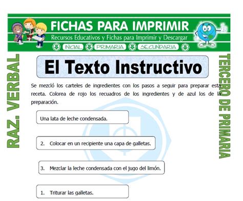 El Texto Instructivo para Tercero de Primaria - Fichas para Imprimir