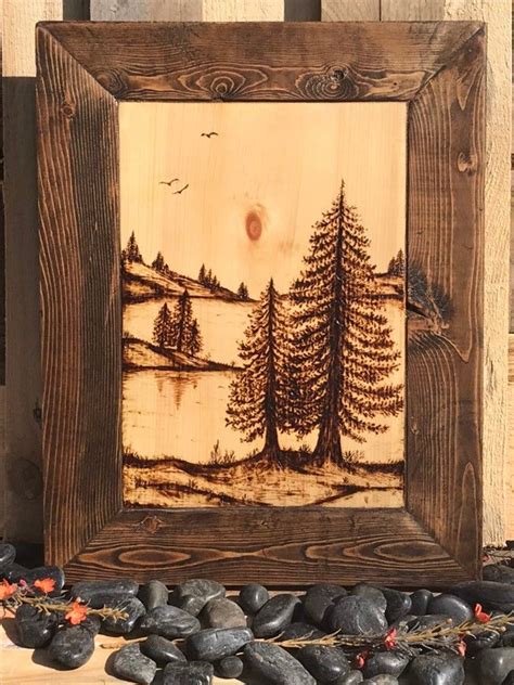 Handmade Tree Nature Scene Wood Burning Art | Etsy Canada | Wood ...