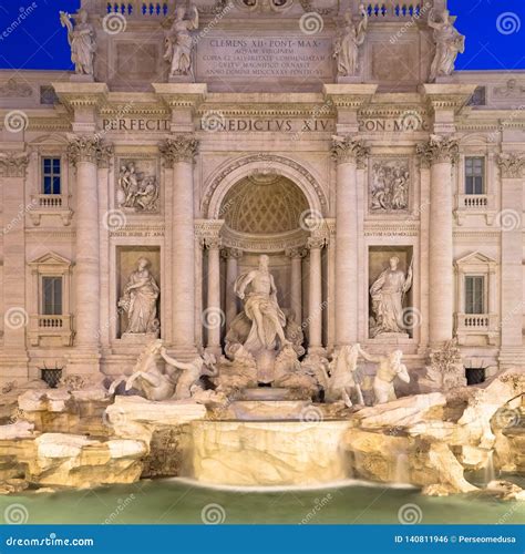 Trevi fountain at night stock photo. Image of fountain - 140811946