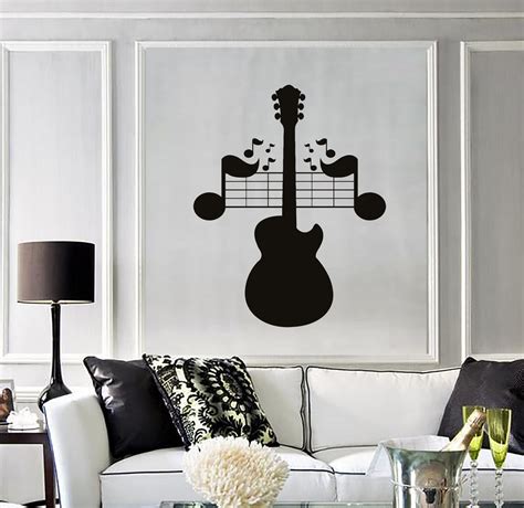 Wall Decal Sheet Music Guitar Musical Instrument Vinyl Stickers Unique ...