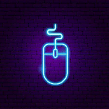 Neon Computer Mouse - Stock Vector