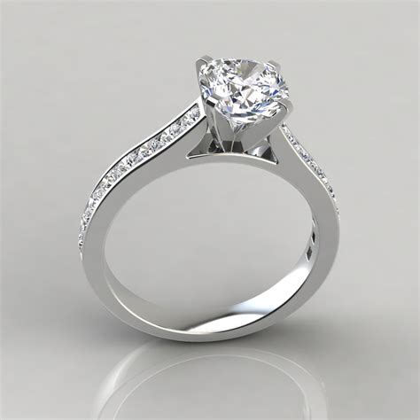 Cathedral Style Cushion-Cut Channel Set Engagement Ring