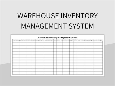 Warehouse Inventory Management Excel Template Free Download - Printable ...