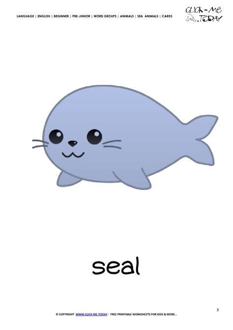 Sea Animal Flashcard Seal - Printable Card Of Seal 942 | Sea animals ...