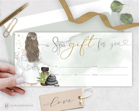 Spa Day Gift Voucher Certificate Template DIY Gift - Etsy