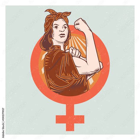 Retro Pop Propaganda Strong Woman Poster And Elements. Stock ベクター ...