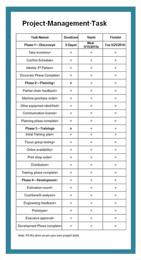 43 Free Task List Templates in Word Excel PDF