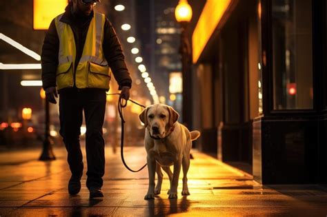 Premium AI Image | Heartwarming moment between a guide dog and a blind ...