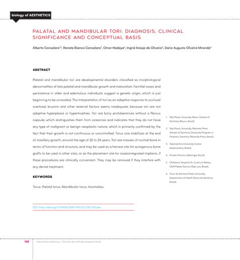 Palatal and Mandibular Tori: Diagnosis, Clinical Significance and ...