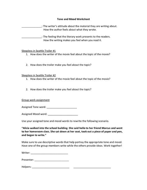 30++ Tone And Mood Worksheet – Worksheets Decoomo