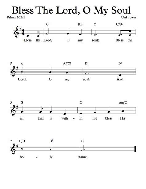 Free Lead Sheet – Bless The Lord, O My Soul | Hymn sheet music, Praise ...