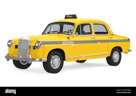 Vintage Taxi Isolated Stock Photo - Alamy