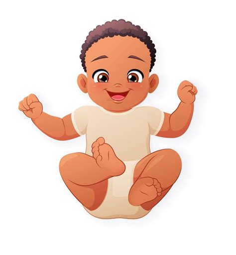 Cute and happy little black baby cartoon vector illustration 2506166 ...