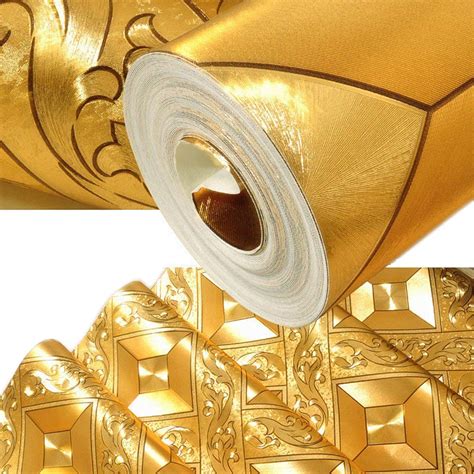 Buy QIHANG Gold Foil Mosaic Square Lattice Background Flicker Wallpaper ...