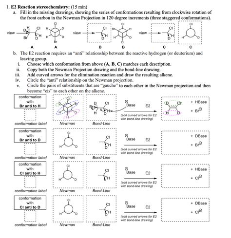 Solved E2 Reaction stereochemistry: ( 15 min ) a. Fill in | Chegg.com