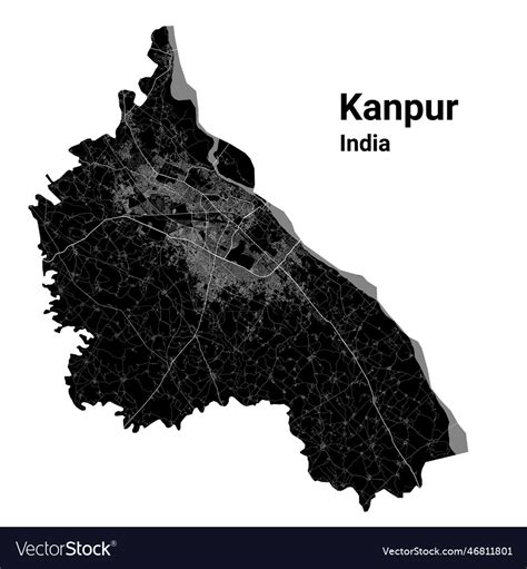 Kanpur map detailed black map of kanpur city Vector Image