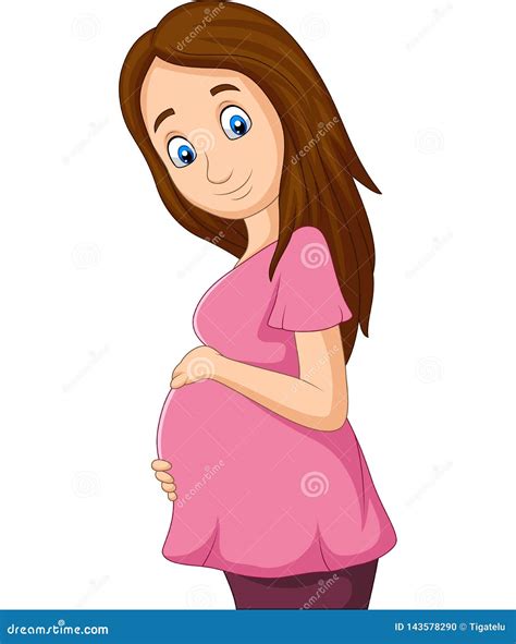 Cartoon Pregnant Womb Touching The Belly | CartoonDealer.com #176520583