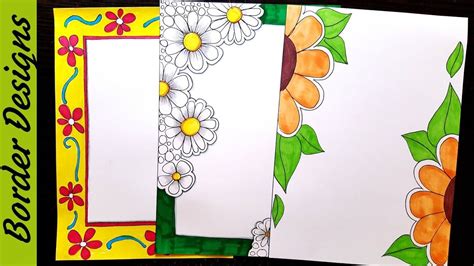 Flowers | Border designs on paper | border designs | project work ...