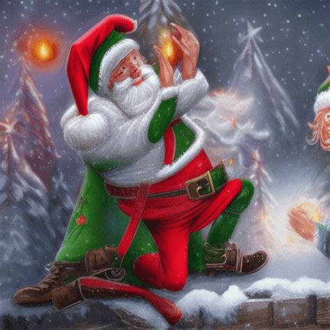 Santa and Elves Working at North Pole in Realistic Style · Creative Fabrica