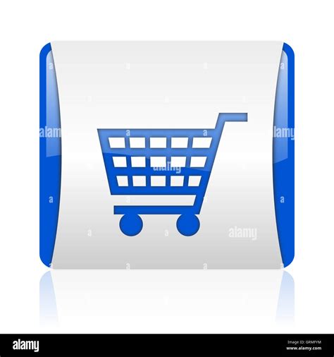 shopping cart blue square web glossy icon Stock Photo - Alamy