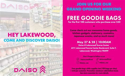 Daiso Lakewood, WA Grand Opening Weekend! May 27(Sat) & 28(Sun) @ 10AM ...