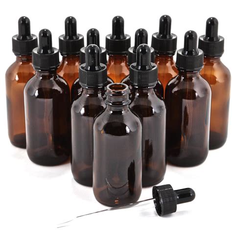 Amazon.com: 12, Amber, 2 oz Glass Bottles, with Glass Eye Droppers ...