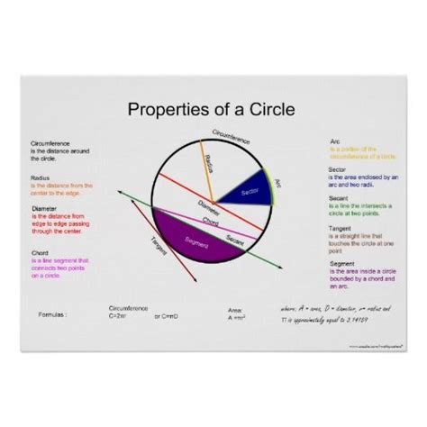 Geometry Math Poster: Properties of a Circle Poster | Zazzle.com | Math ...