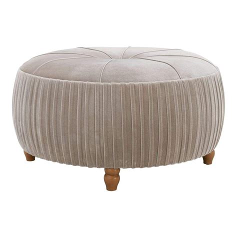 Helena Velvet Round Ottoman-Beige in 2021 | Round ottoman, Ottoman ...