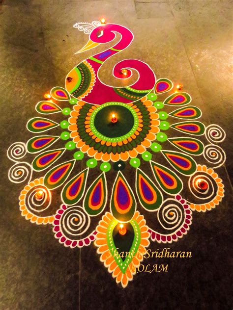 Beautiful & Simple Peacock Rangoli Designs Images