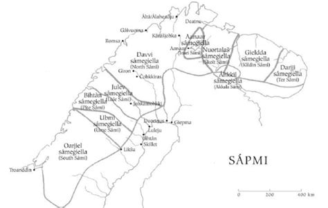 Map of Sámpi territory with territorial's deliminations according to ...