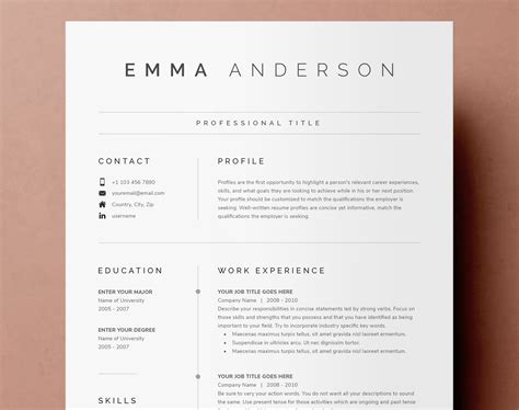 Clean Modern Resume Template 4 Page CV Template Cover - Etsy Australia