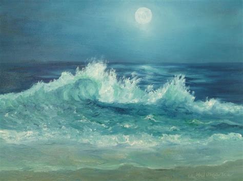 Moon Over Ocean Painting