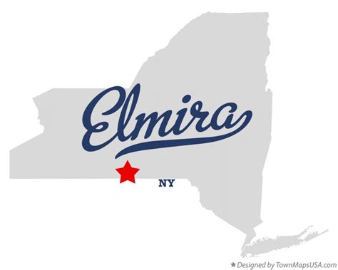 Map of Elmira, NY, New York