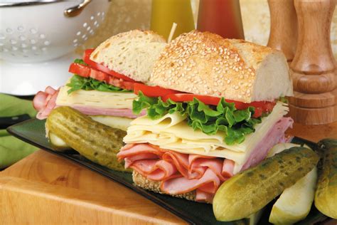 Ham and Cheese Sandwich with Pickles - Prepared Food Photos, Inc.