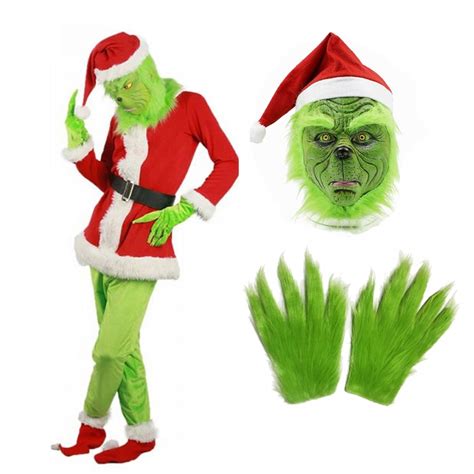 The Grinch Costume Adult Full Sets Halloween Santa Costume Outfit ...