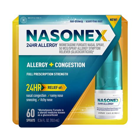 Nasonex 24HR Allergy Nasal Spray, 24 Hour Non Drowsy Allergy Medicine ...