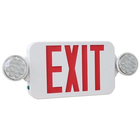 Red LED Exit Emergency Light Combo White Housing