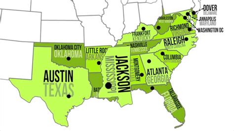 Southeast States And Capitals Map – Map Of The Usa With State Names