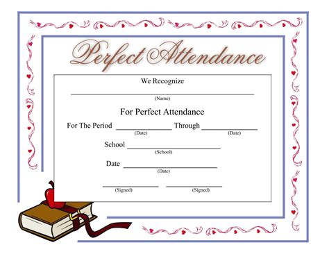 Free Perfect Attendance Certificate Word Template