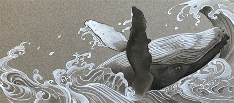 Drawing : "Breaching Whale" (Original art by Minako Ota )