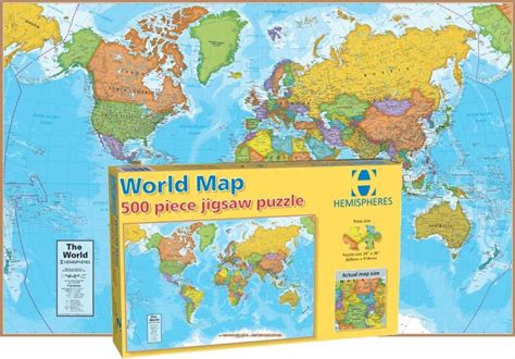 World Map, 500 Pieces, HEMA (Map Puzzles) | Puzzle Warehouse