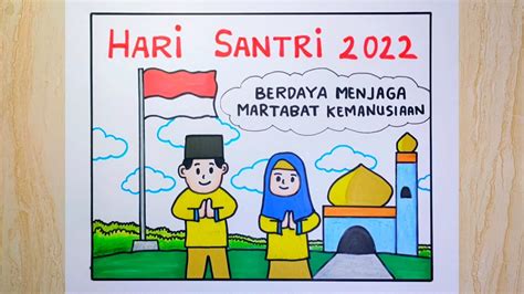 Cara membuat poster hari santri 2022 - YouTube