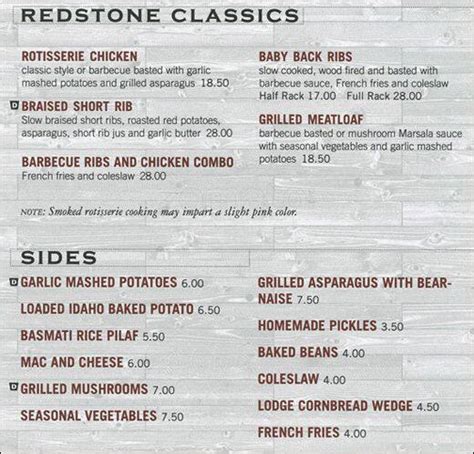 Menu at Redstone American Grill restaurant, Plymouth Meeting, 512 W ...