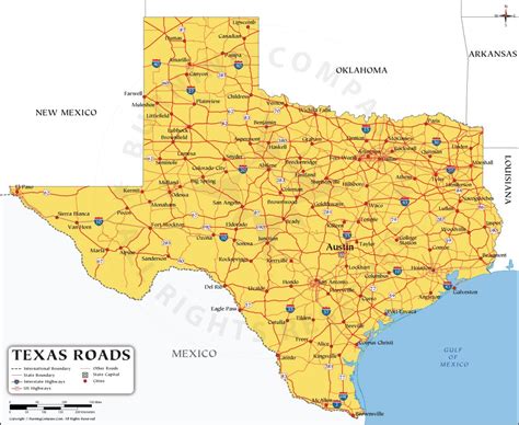 Texas Road Map, Texas Highway Map with Interstate Highways