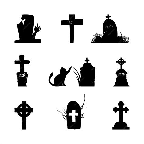 Premium Vector | Spooky Halloween Tombstone Silhouette