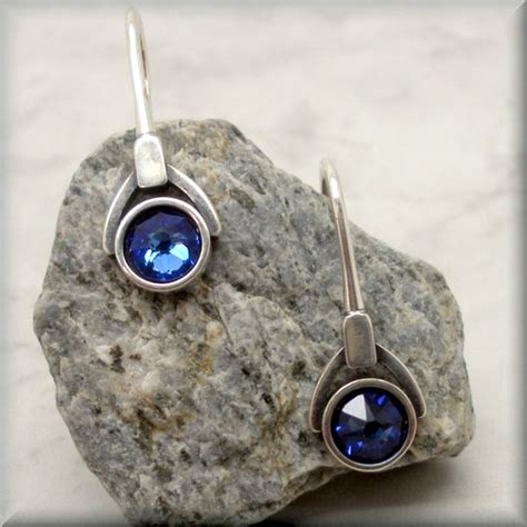 September Birthstone Earrings Sapphire Blue Faceted Crystal - Etsy